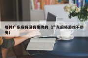 哪种广东麻将没有鬼牌的（广东麻将游戏不带鬼）