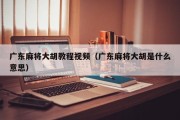 广东麻将大胡教程视频（广东麻将大胡是什么意思）