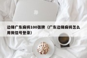边锋广东麻将100张牌（广东边锋麻将怎么用微信号登录）
