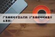 广东麻将对子怎么打的（广东麻将对对胡是什么意思）