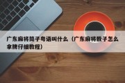 广东麻将筒子粤语叫什么（广东麻将骰子怎么拿牌仔细教程）