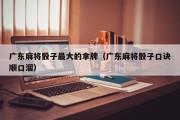 广东麻将骰子最大的拿牌（广东麻将骰子口诀顺口溜）