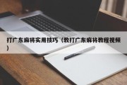 打广东麻将实用技巧（教打广东麻将教程视频）