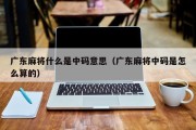 广东麻将什么是中码意思（广东麻将中码是怎么算的）